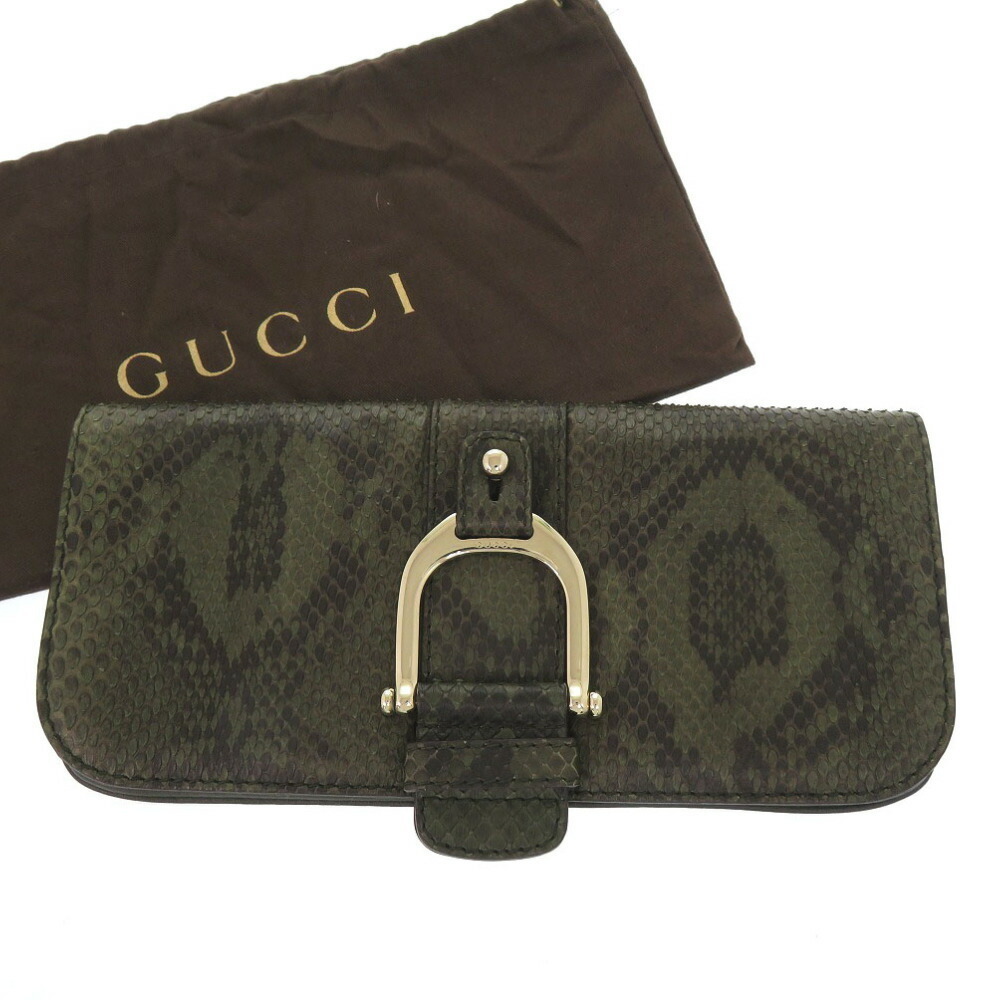 Gucci Green Python Leather Silver Clutch Bag - image 8